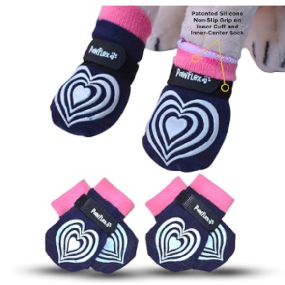 Small Pet Dog Cat socks Non-skid, Cushioned Non-slip Grip & Strap NEW IN PACKAGE - Picture 2 of 6